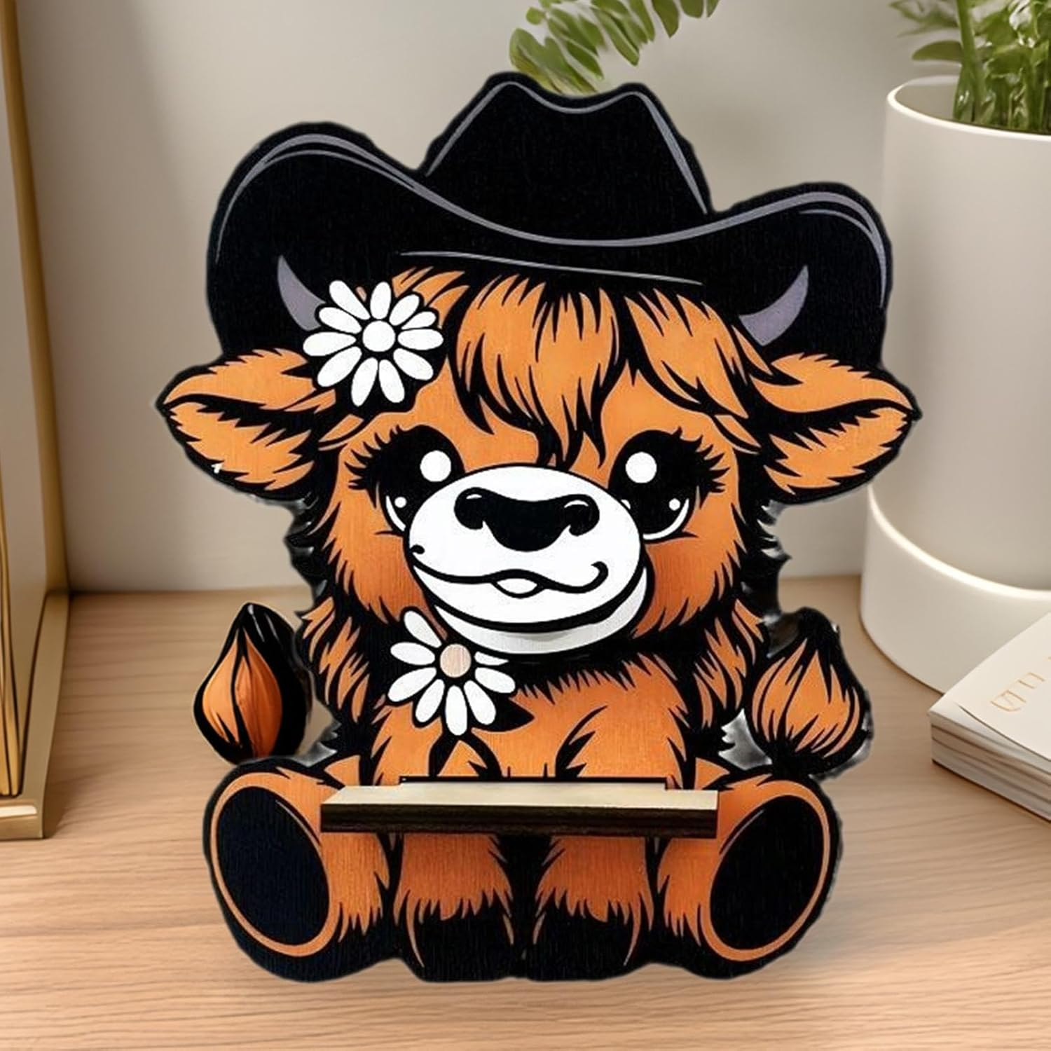 Animal Glasses Holder - Funny Glasses Stand, Highland Cow Glasses Holder | Portable Highland Glasses Holder Stand, Glasses Holder Statues, Wooden Cow Glasses Stand for Desk image number 3