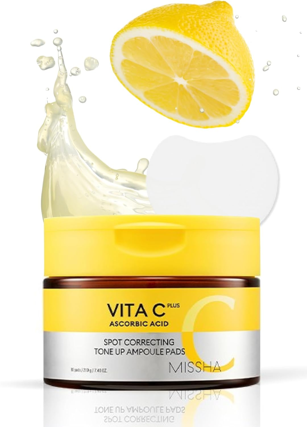 MISSHA Vita C Tone up Ampoule Toner Pads (80 Pads) Exfoliating Pads, Spot Treatment Pads with Vitamin C, Hyaluronic Acid, Collagen, Hydrating