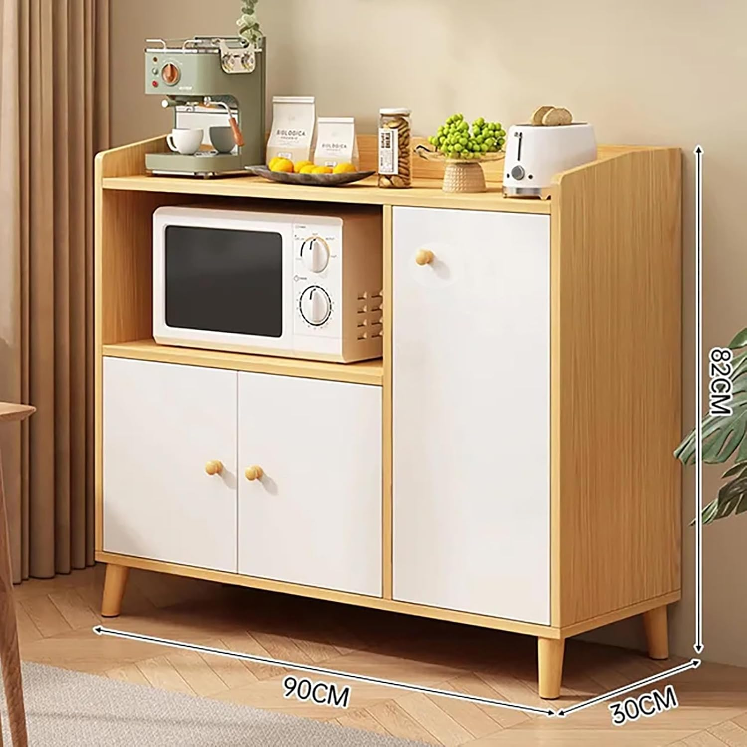 Memocastle Modern Wood Sideboard: Wall-Mounted Storage Cabinet - Buffet with Locker Design for Dining Room and Living Room (Rustic Oak Colour) image number 1