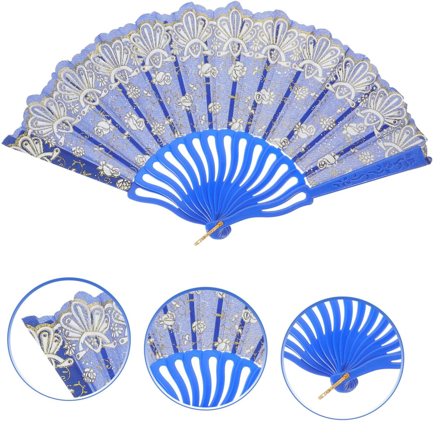 Small Flower Rose Fan Vintage Folding Hand Fan Bridal Handheld for Wedding Decor Performance Prop