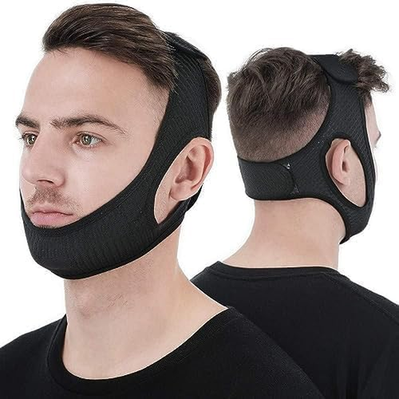 XTYAU anti Snoring Device Anti-Slip Adjustable anti Snoring Chin Strap,Snoring Reduction Stop Snoring Device Snoring Solution,Professional Effective anti Dry Mouth Chin Strap Stop Noise Snoring Strap (Black)