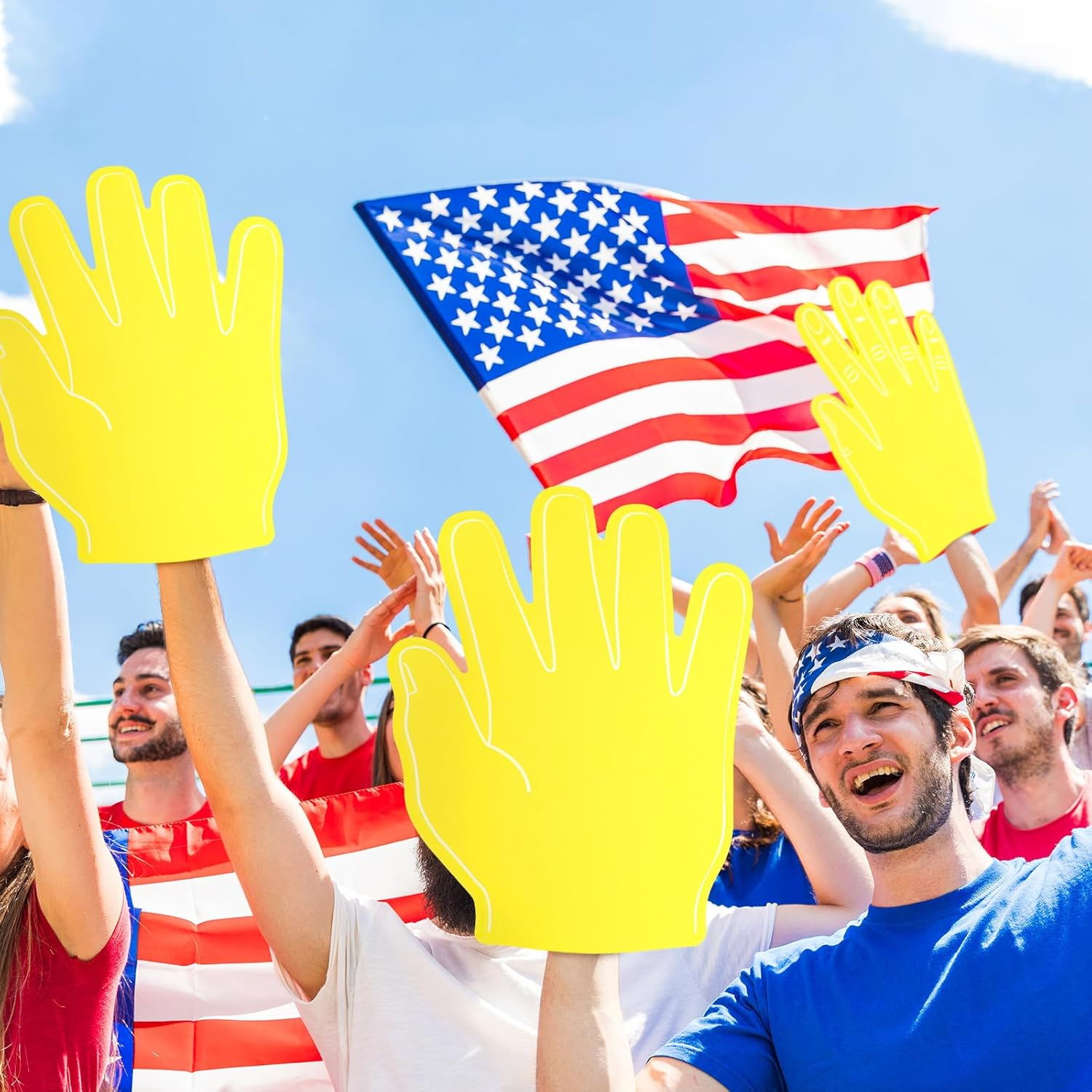 Sotiff 3 Pcs 16 Inches Giant Foam Hand High Five Foam Finger Cheerleading Foam Fan Finger Foam Hand Pompom for Sports Events Games Celebration - Orange image number 3