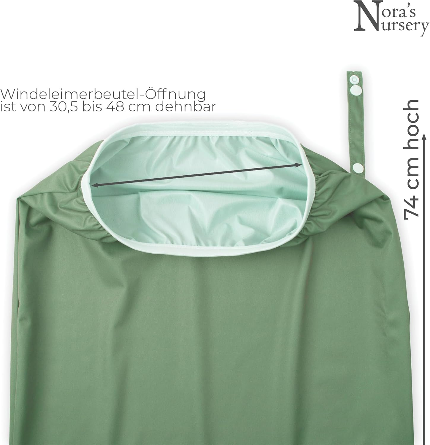 Nora'S Nursery Pail Liner for Cloth Diapers - Reusable and Washable - Fits All Standard Diaper Pails - Waterproof Pail Liner with Strap for Diaper Pails, Laundry & Kitchen Garbage Cans (Garden - 2 Pk) image number 6