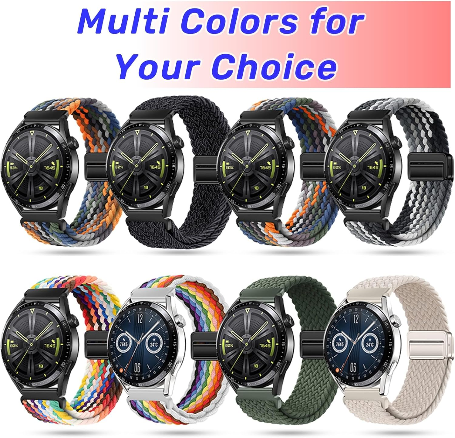 Watch Strap Compatible with Huawei GT5/GT4/GT3/GT2 46Mm, Magnetic Sport Straps Compatible with Garmins Vivoactive 4/Amazfits GTR 5/4/3 47Mm, Nylon Watch Band 22Mm for Redmi Watch 5 image number 3