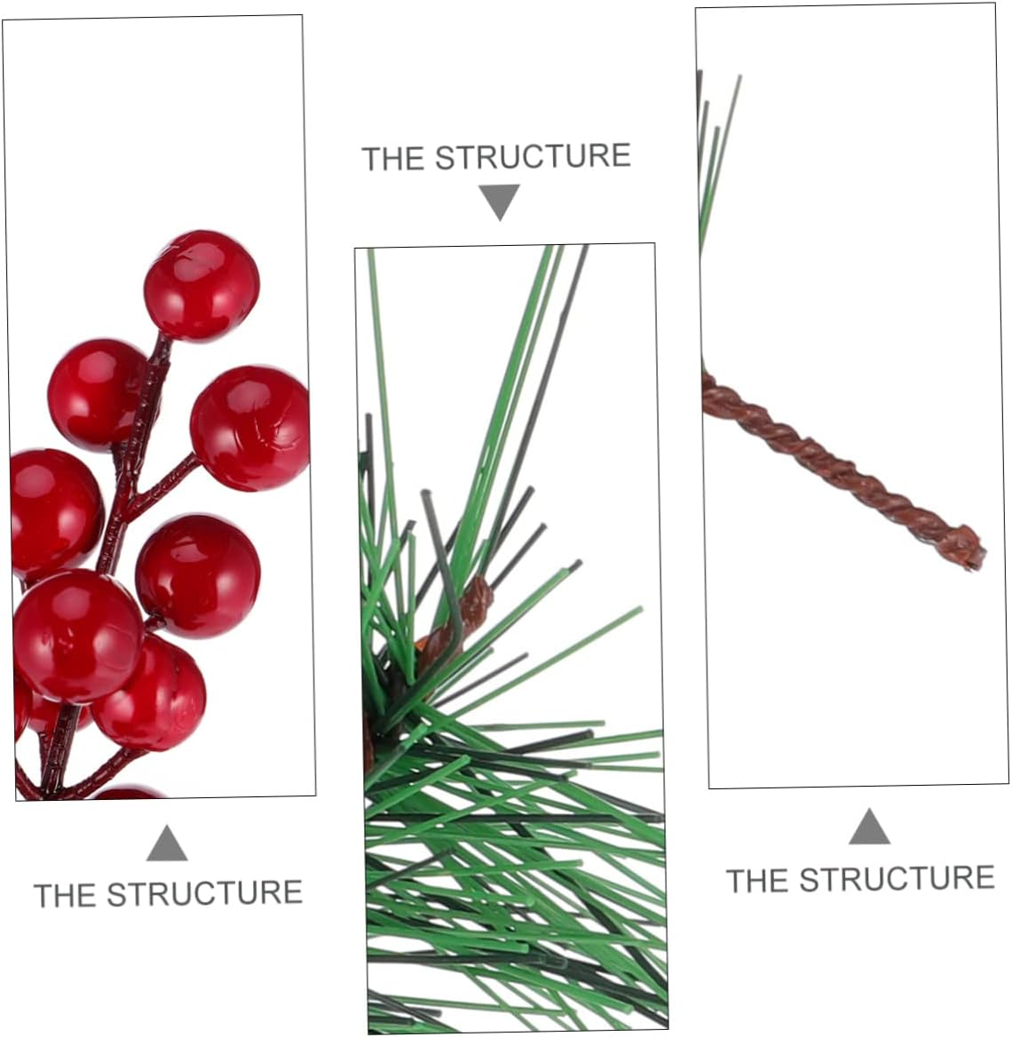 20Pcs Artificial Berry and Pine Needle Branches for Christmas Decorations Lifelike Holiday Wreath and Craft Supplies Green and Needles Berries image number 4