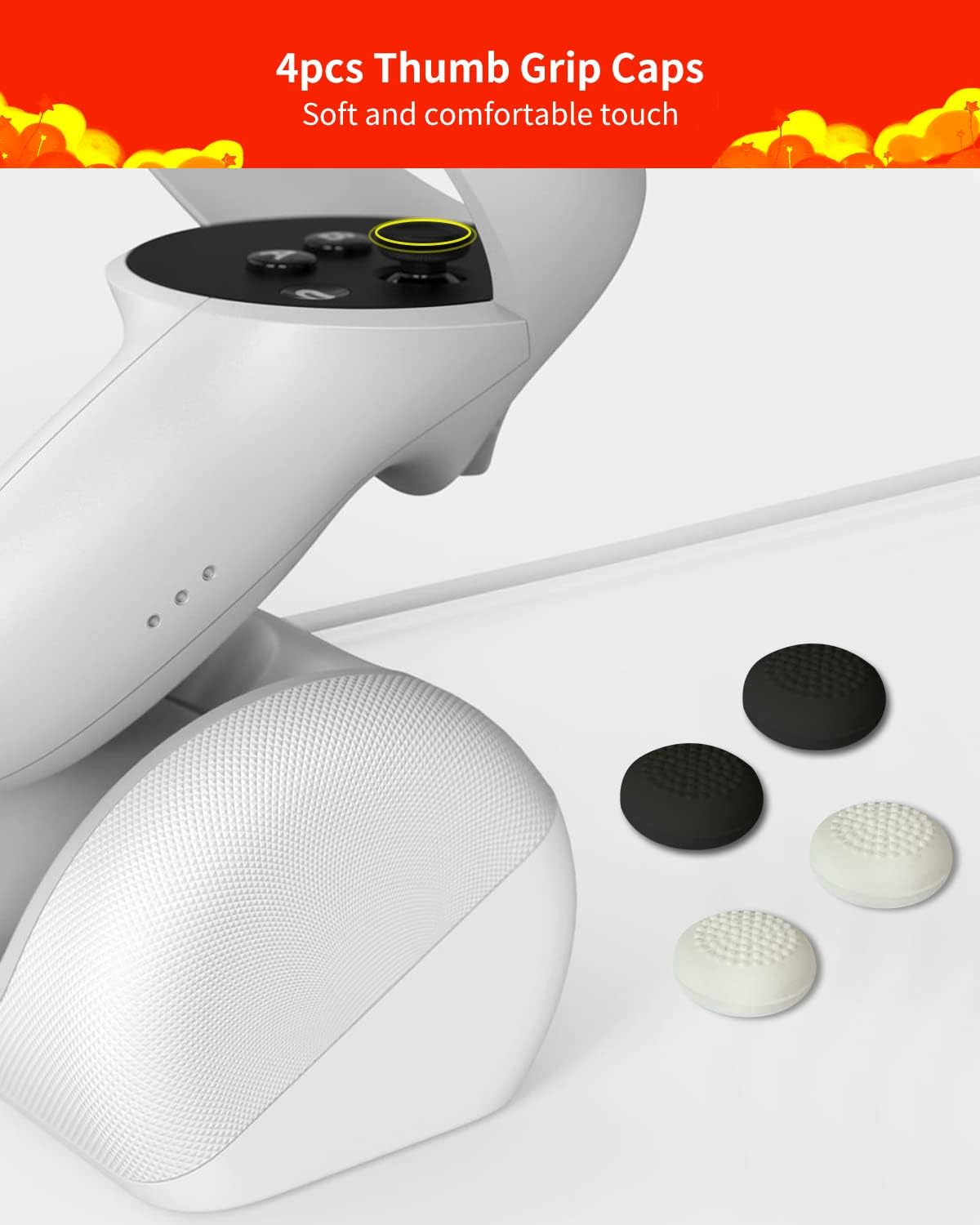 Joystick Replacement Kit for Oculus Quest 2 Controller(9 in One), Oculus Quest 2 Accessories for Oculus Controller, Include 2 Thumb Sticks, T6 Screwdriver, Tweezer, Pry Tool, 4 Thumbstick Grips (9 in One) image number 2