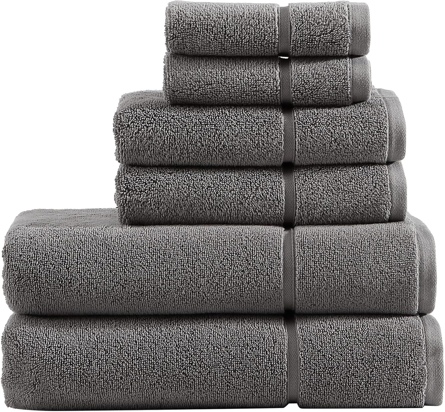 Vera Wang - Bath Towels Set, Luxury Cotton Bathroom Set, Plush & Super Absorbent (Modern Lux Grey, 6 Piece)