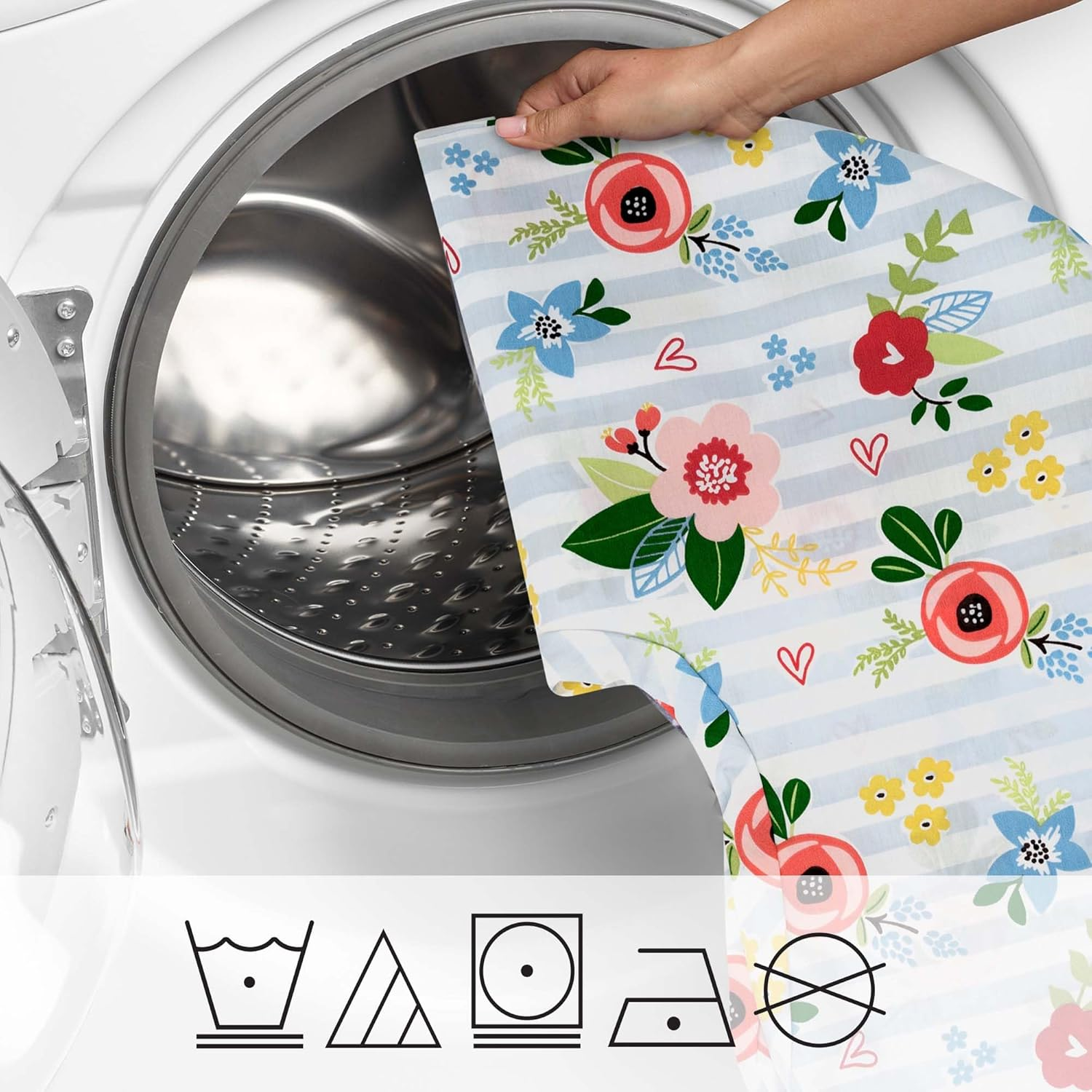 Boppy Original Support Nursing Pillow, Blue Pink Posy, Ergonomic Breastfeeding, Bottle Feeding, and Bonding, Firm Hypoallergenic Fiber Fill, Removable Cover, Machine Washable - Blue Pink Posy image number 2