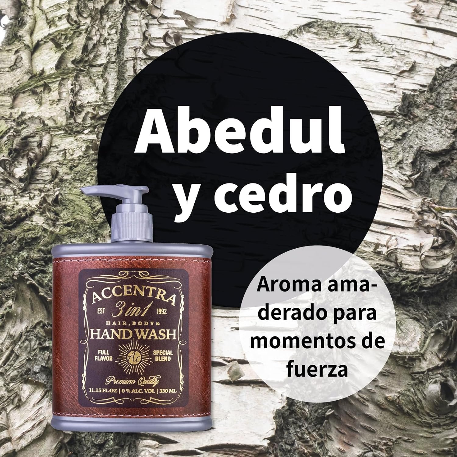 Accentra Whiskey Soap Dispenser, Hand Soap Special Blend in Schnapps Bottle Look, Hip Flask with 330 Ml Hand Soap in Pump Dispenser, Liquid Soap, Fragrance: Birch and Cedar, Gift Idea for Men For image number 2