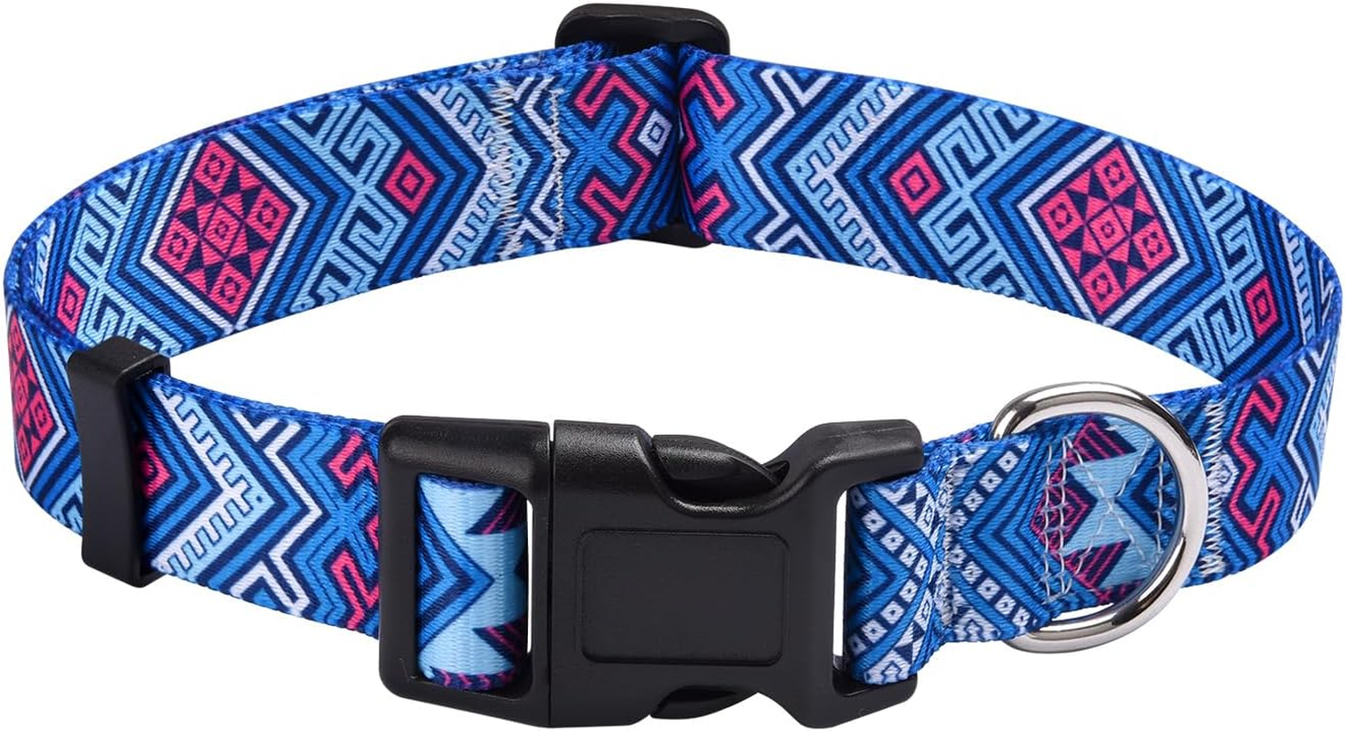 Mihqy Dog Collar with Bohemia Floral Tribal Geometric Patterns - Soft Ethnic Style Collar Adjustable for Small Medium Large Dogs(Bee,Xs)