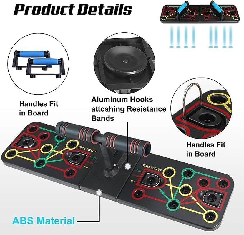 Push up Board with Sit up Stand,Portable Home Gym Equiptment,Pilates Exercise & Fitness Accessories with Resistance Bands,Strength Training Equipment image number 4
