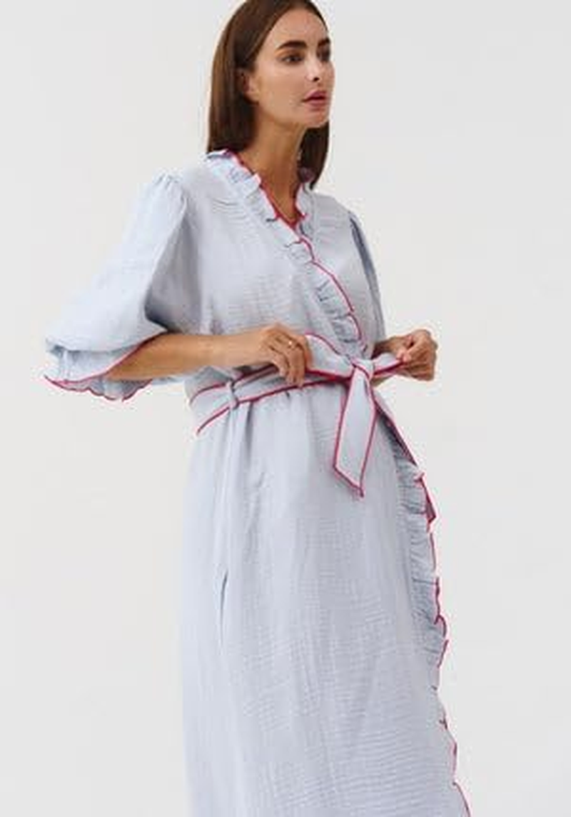 NOTHING FITS but Muslin Gauze Maternity Robe for Hospital, Nursing Nightgown Puffed Sleeves Modal & Cotton Delivery Gown image number 6
