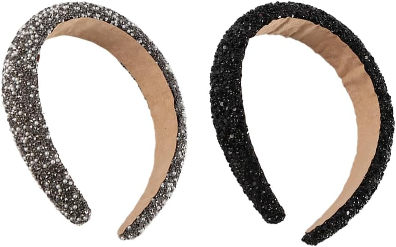 Namvo 2 Pcs Rhinestone Headbands Sparkly Jeweled Beaded Hair Hoops Crystal Glitter Hair Band Women Diamond Hairband for Valentine'S Day Wedding Birthday Daily Decor image number 6