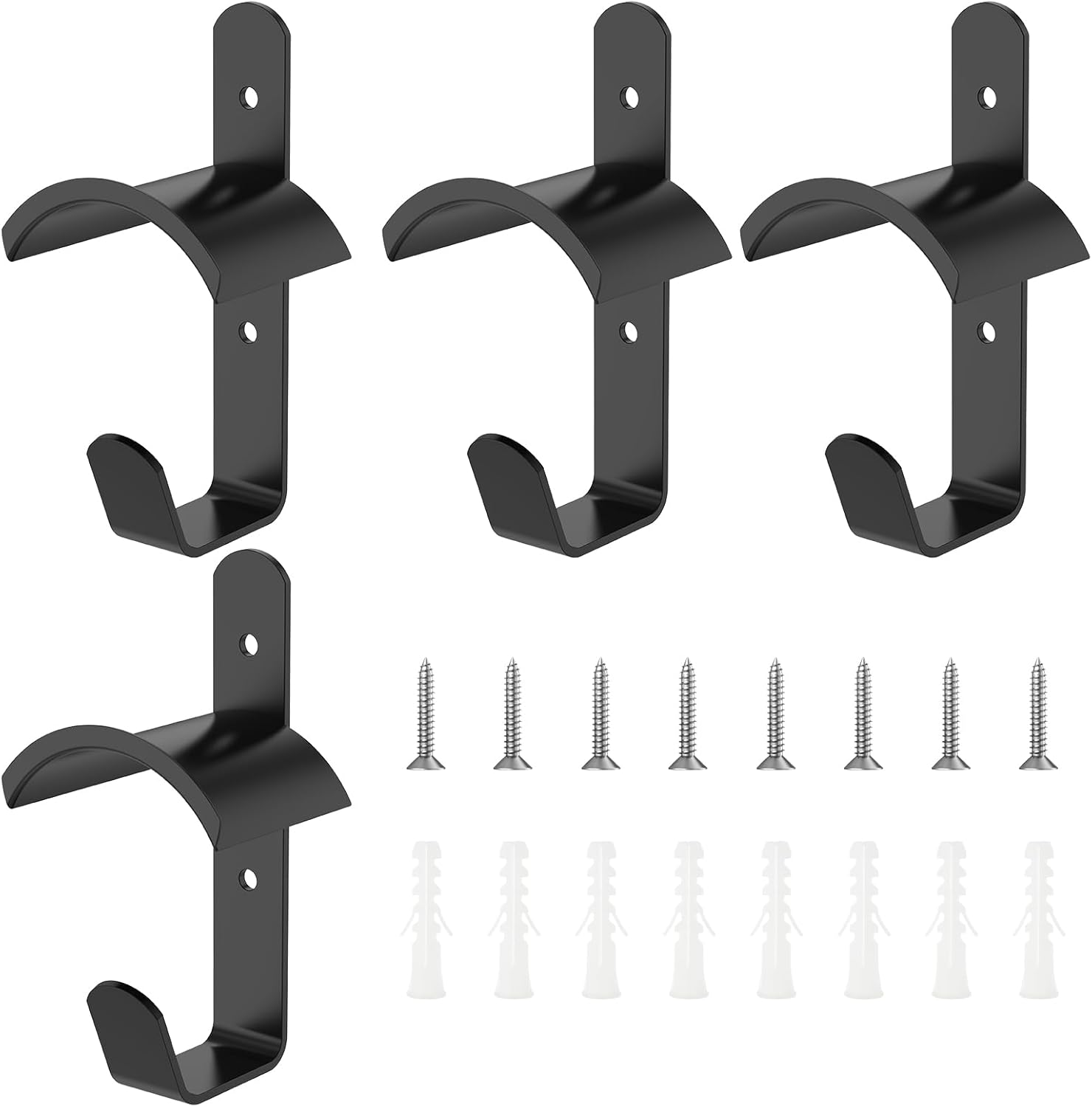 4 Pcs Metal Bridle Rack with Rust Coating Wall Mounted Bridle Holder with Tubes and Screws for Barn Tack Room Stall Storage Black image number 5