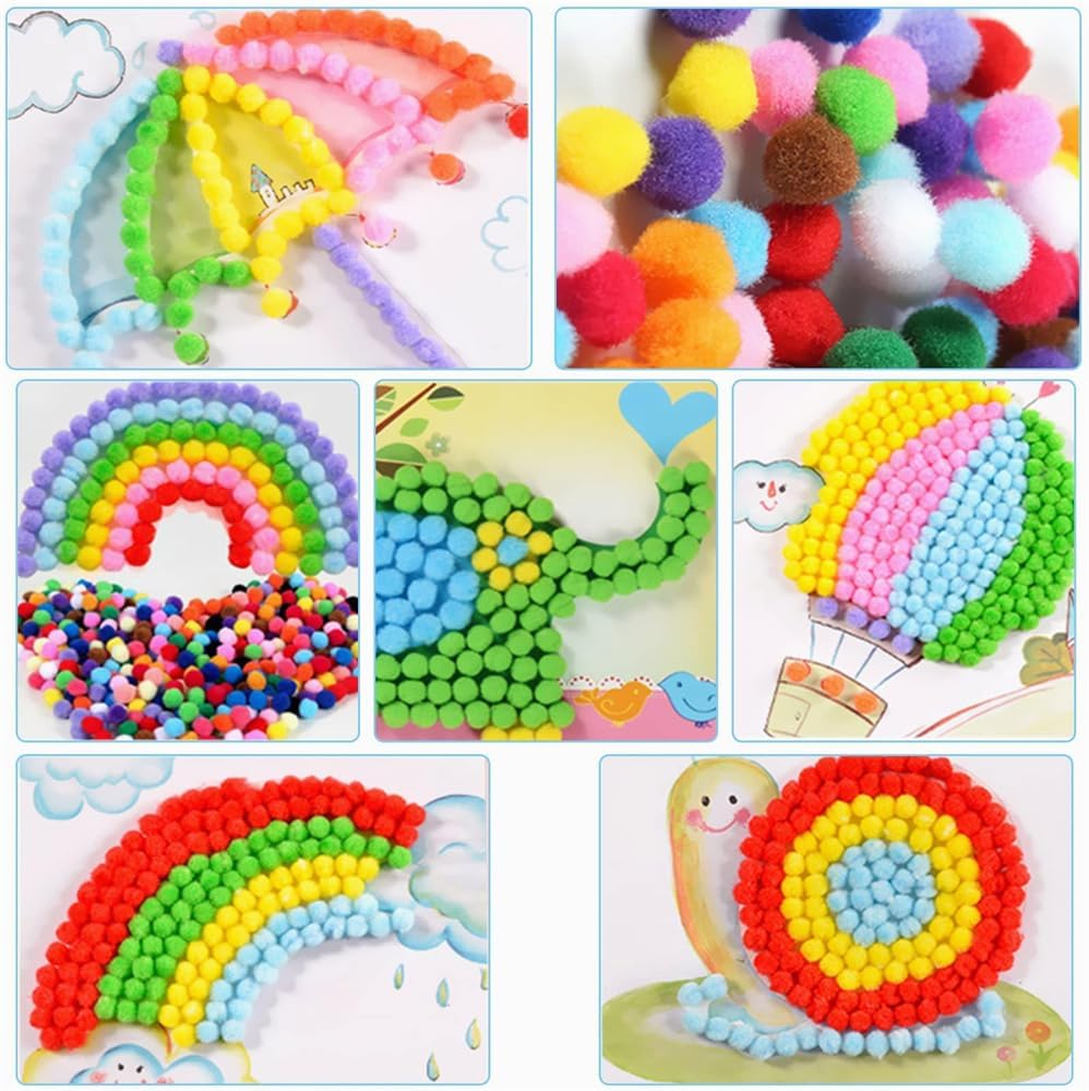 JOWILIN Pom Poms Balls for Crafts, 2000 Pcs 1.5Cm Multicolor Fuzzy Pom Poms Balls, Arts and Crafts Pompoms, Cotton Balls for Kids Crafts, Creative Crafts, Decorations, DIY Art image number 4