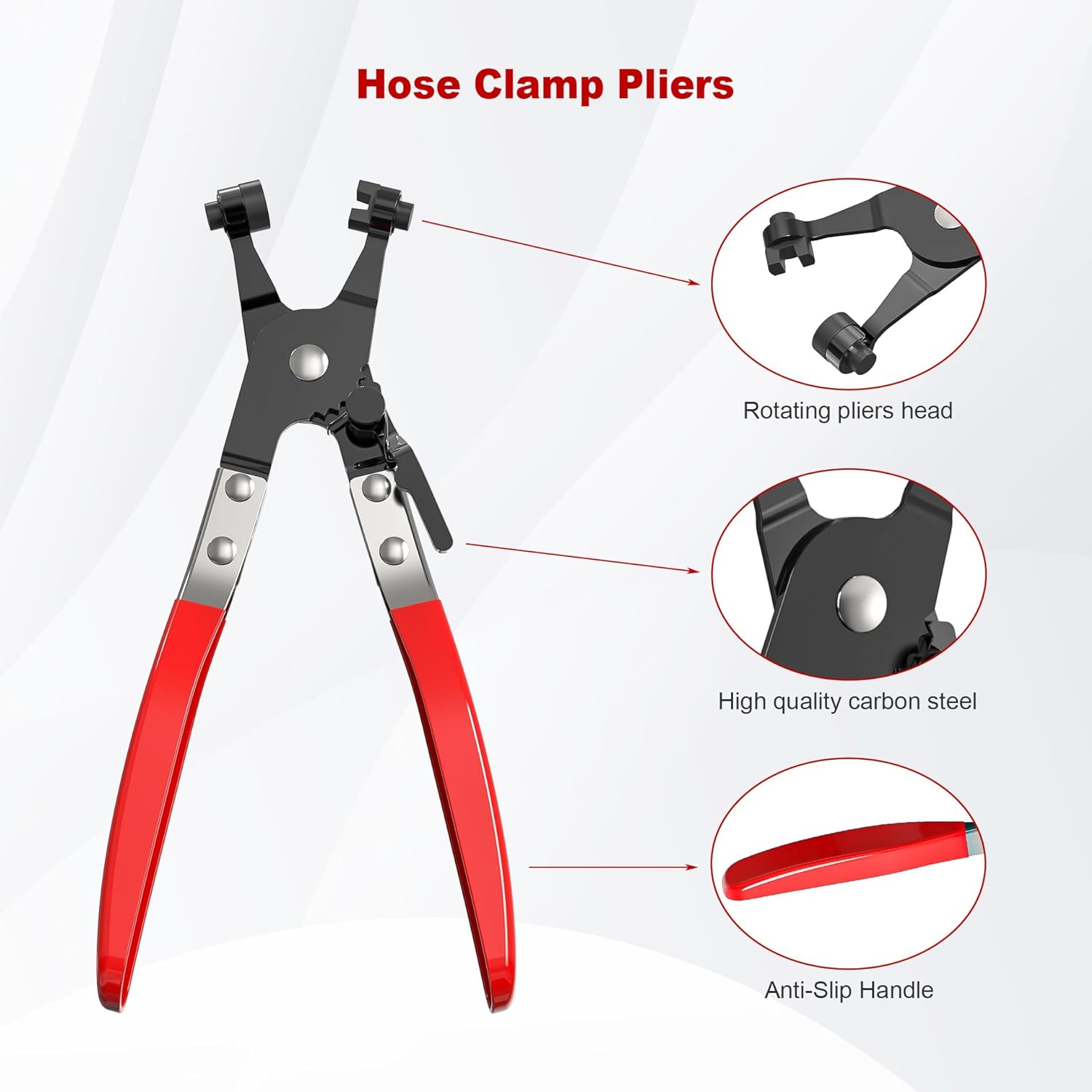 Hose Clamp Pliers | Heavy-Duty Automotive Repairing Tool | Repair Tool Swivel with Flat Band for Removal and Installation of Ring-Type or Flat-Band Hose Clamps