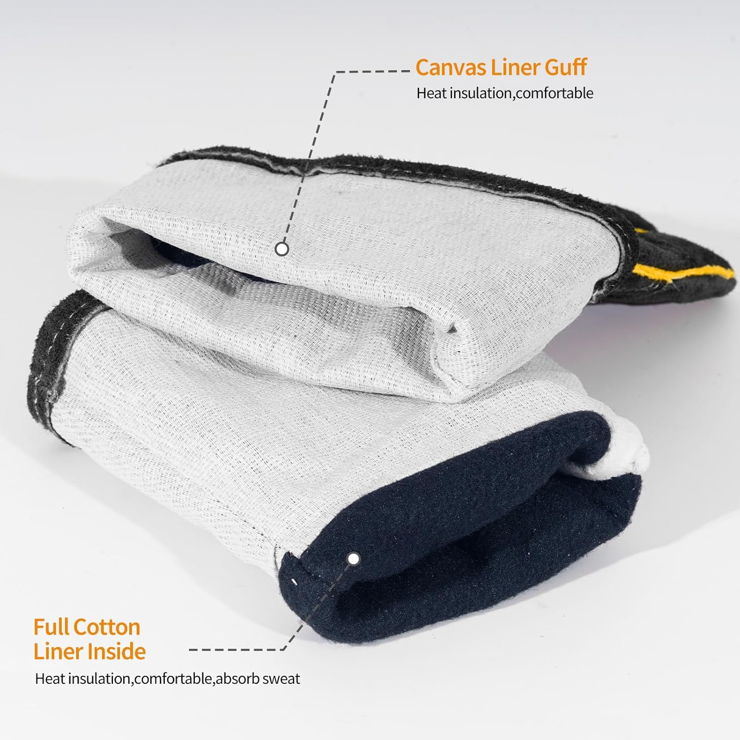 Leather MIG Welding Gloves - Heat Fire Resistant for Welding/Grilling/Bbq(Black/Brown/Blue) - Black image number 5