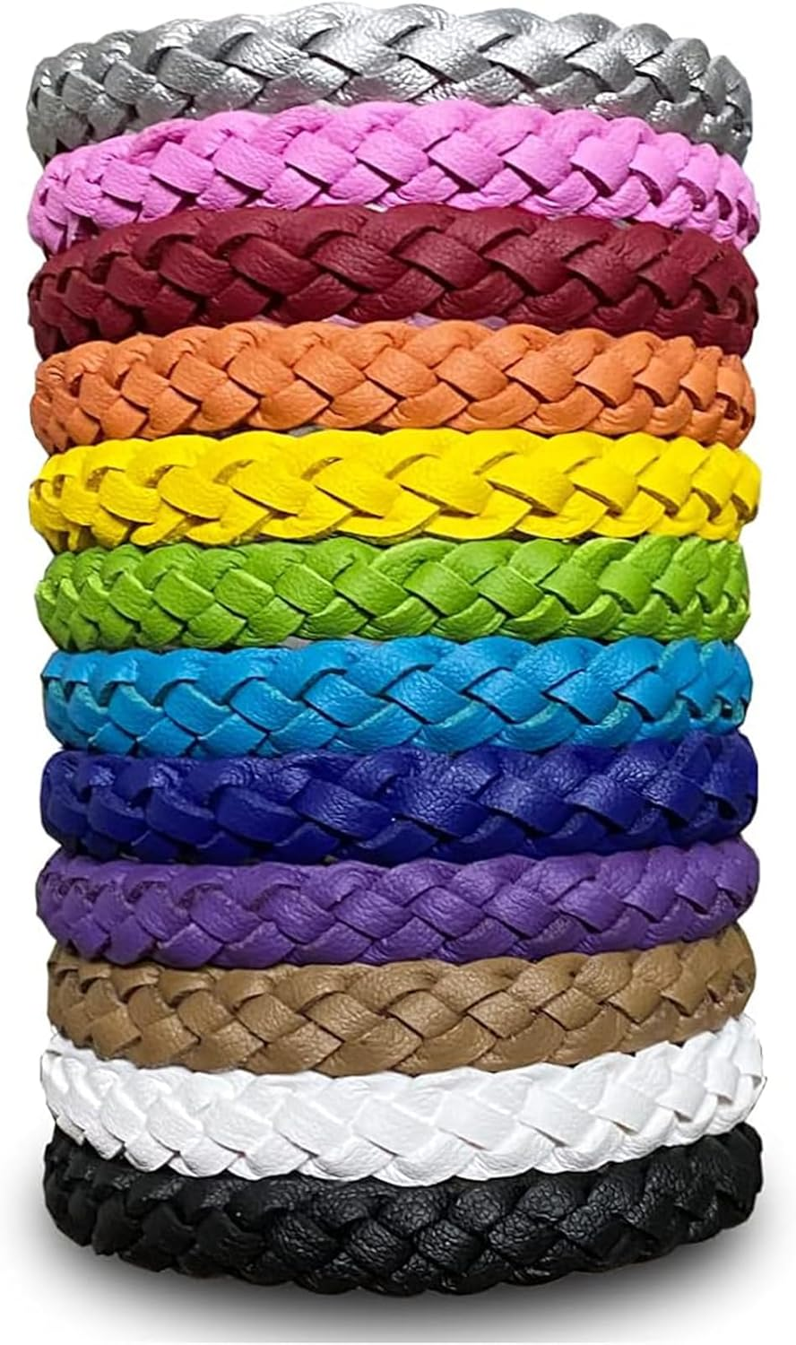 12 Pack Mosquito Repellent Bracelets, Solid Color PU Leather Insect Bug Repellent Wrist Bands, Premium Quality Natural Protection Wristbands for Kids Adults Outdoor Camping Fishing Traveling image number 4