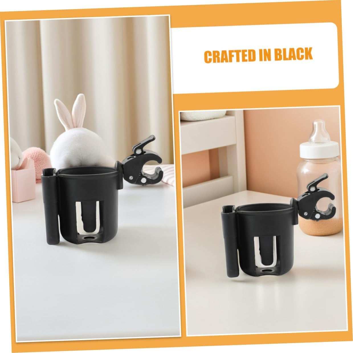 UPKOCH 2Pcs Stroller Cup Holder Phone Holder Universal Pram Bottle Rack Black Stroller Accessories for Travel and Outdoor Use image number 3