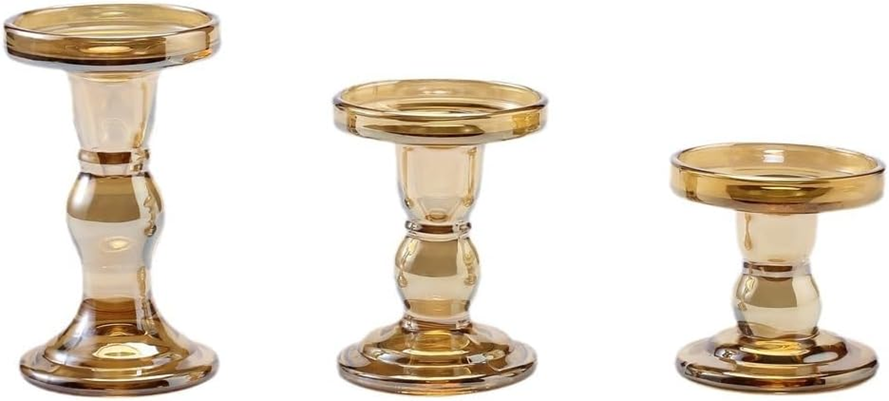 Candle Holder Glass Pillar Candle Stand, Clear Candlestick for Home, Wedding, Party Decoration (6, Clear)