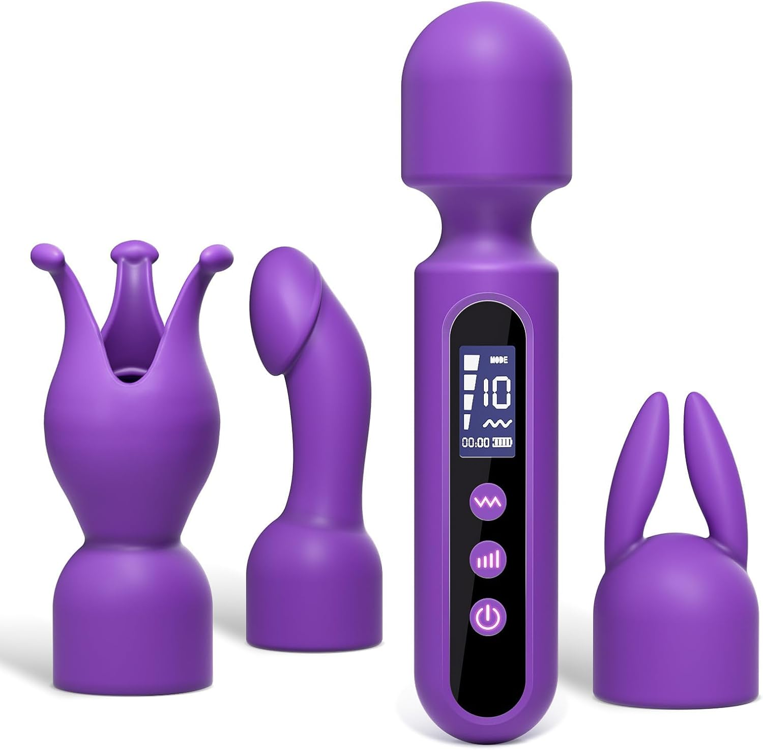 Funflick Wand Vibrator Sex Toys for Women, Multifunctional Couple Adult Toys with 3 Attachments for Clit, G Spot, Glans, Nipple, Clitoral Stimulator Vibrating Dildo with LCD Display, 10 Patterns 4 Speeds for Sexual Pleasure, Silent Magic Vibrators Flexible Massager with 40 Vibrating Modes Sexual Wellness Products image number 6