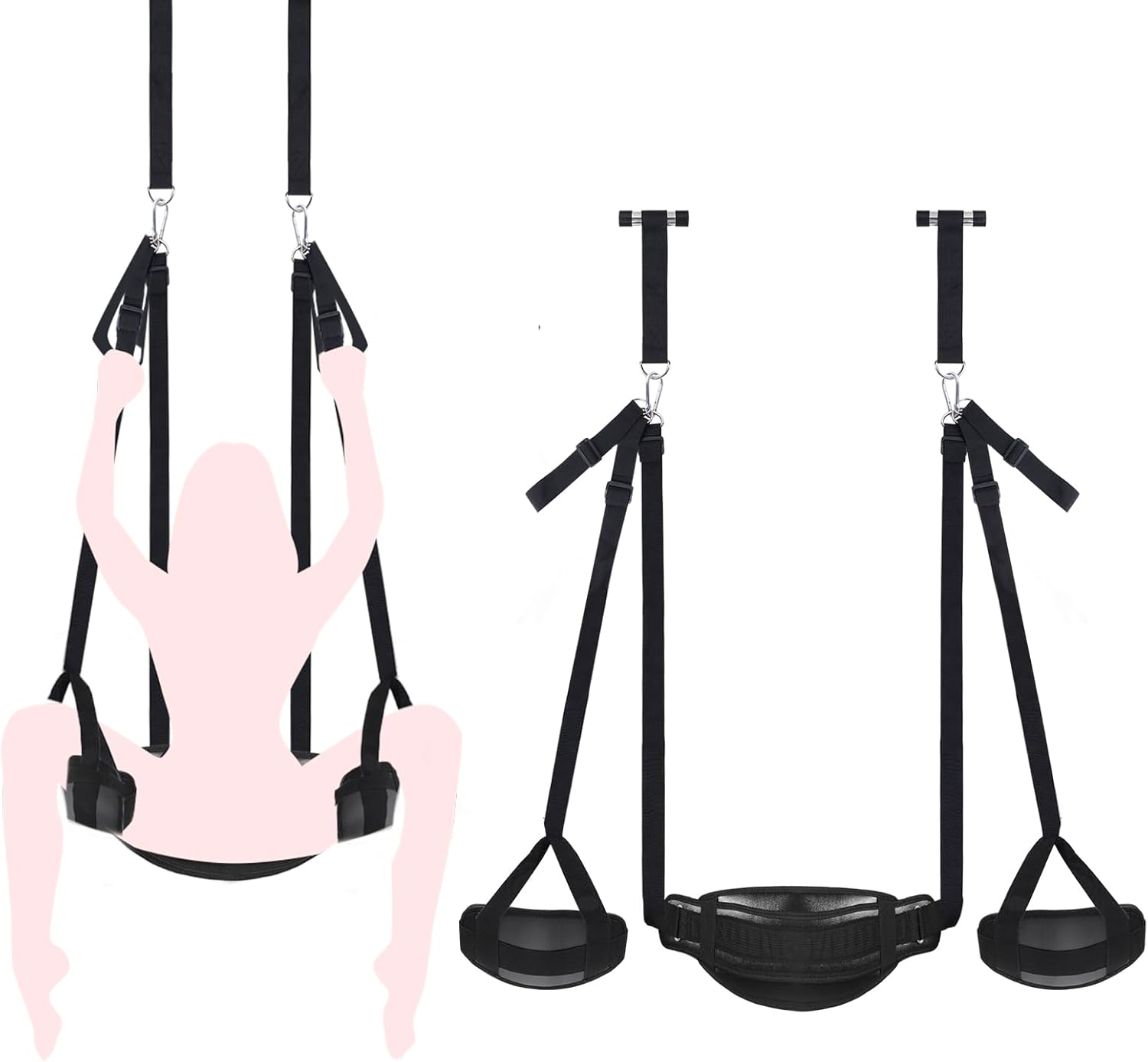 BDSM Door Sex Toys Sex Swing Bondage Slave Leather Soft Plush Sex Slings with Adjustable Straps, Hanging Door Handcuffs Leg Restraints Spreader Adult Toys for Couple image number 4