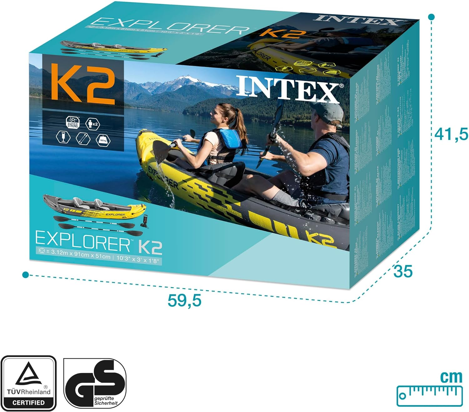 Intex Explorer K2 Kayak, 2-Person Inflatable Kayak Set with Aluminum Oars and High Output Air Pump image number 4