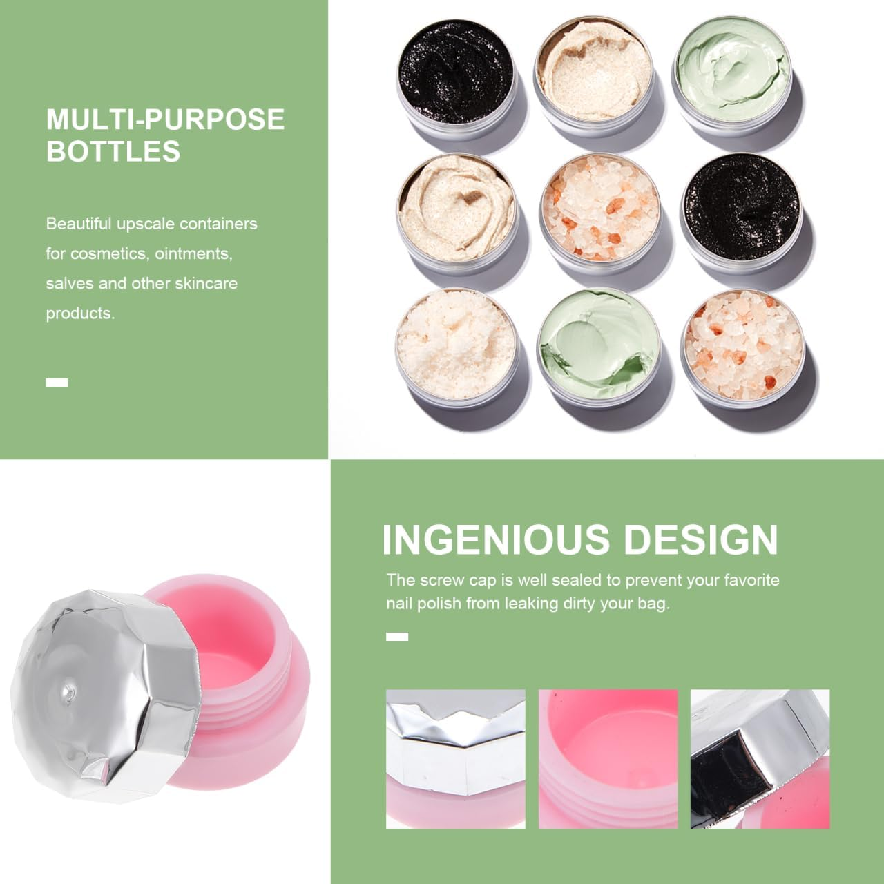 NIYANGLE 12 Pcs Nail Polish Bottle Gel Clear Container Mini Container with Lid Jars Bottles Empty Jar Plastic image number 1