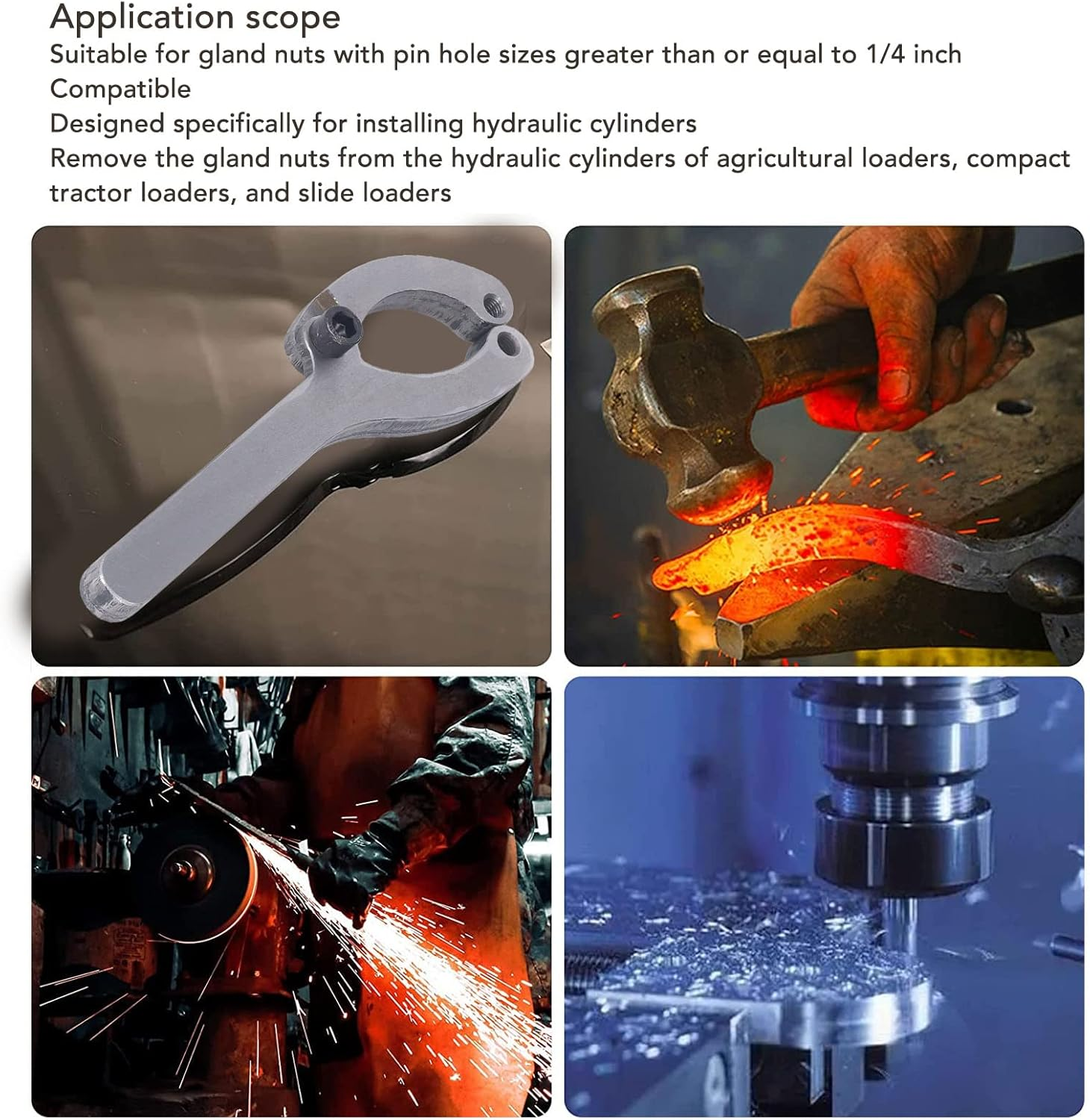 0.79 to 8.27In Adjustable Gland Nut Wrench, Alloy Steel Adjustable Gland Nut Spanner, Hydraulic Cylinder Wrench, Hydraulic Cylinder Spanner for Loaders image number 1