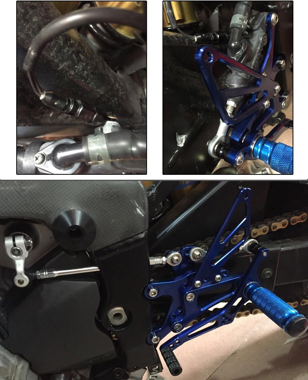 FXCNC CNC 98-03 R1 Billet Motorcycle Rearset Foot Pegs Rear Set Footrests Fully Adjustable Foot Boards Compatible with YZF R1 1998-2003