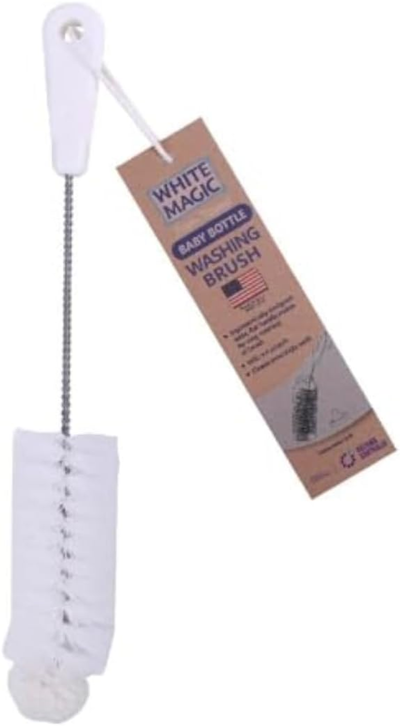 White Magic Foam-Tipped Baby Bottle Washing Brush &ndash; 34Cm, Made in USA, Bpa-Free, Gentle Dual-Action Foam Tip, Efficient Cleaning for Bottles and Baby Accessories, Ergonomic Grip image number 6