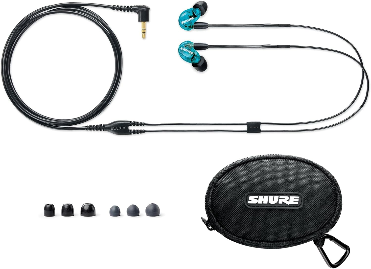 Shure SE215 PRO Wired Earbuds - Professional Sound Isolating Earphones, Clear Sound & Deep Bass, Single Dynamic Microdriver, Secure Fit in Ear Monitor, plus Carrying Case & Fit Kit - Blue (SE215SPE) - Black image number 4