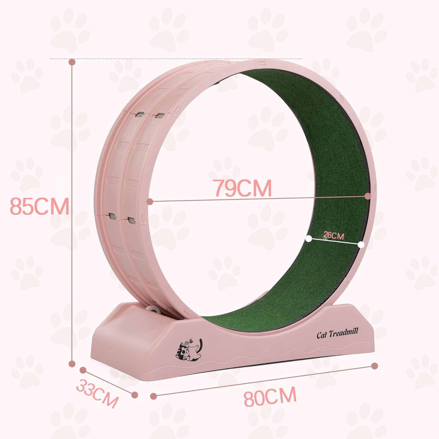 APEXORIGIN Cat Exercise Wheel 80Cm Cat Treadmill for Indoor Cats Accessories, Cats Running Wheel with Updated Enhanced Base and Carpeted Runway for Cat'S Longer Life and Fitness (Pink) - Pink image number 2
