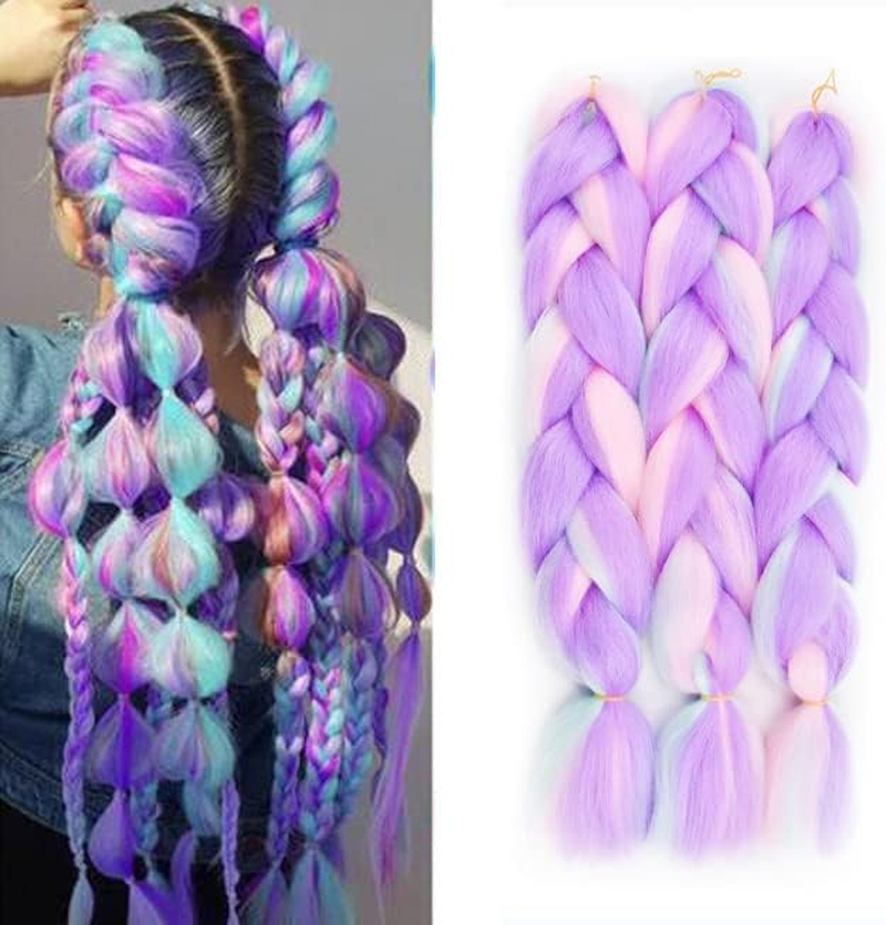 FANWYFYU Ombre Braiding Hair, Pack of 3 Kanekalon Hair Braids Extensions, Jumbo Braid Hair Extensions, 24 Inches, Braids Box Braid Hair, Synthetic Hair for Braiding (DB-MC9) image number 1