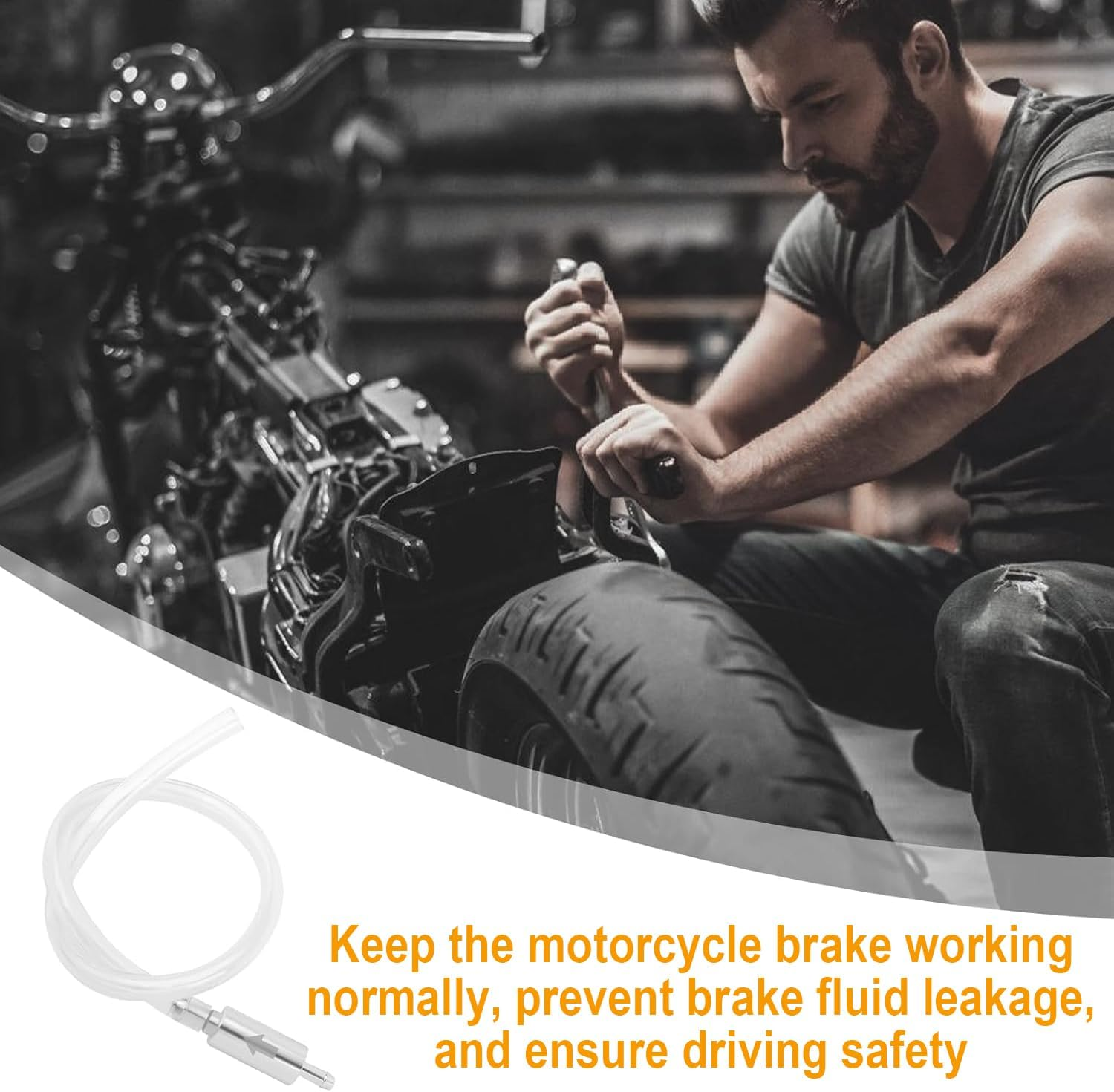 IONPSHG Brake Bleeder Hose One Way Check Valve Motorcycle Brake Fluid Replacement Kit Aluminum Body with Soft Tube Universal Brakes Bleeder Tool Cars Accessories for Car Motorbike Bike ﻿ (1) image number 2