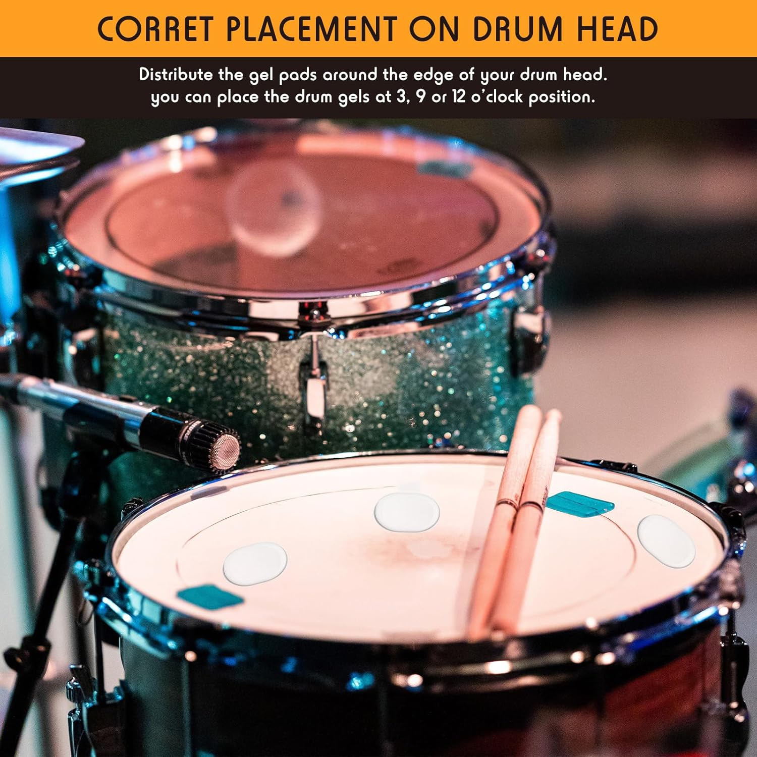 Yeshone 60 Pieces Drum Dampeners Gel Pads Silicone Soft Moon Gels for Drums Cymbals Tone Control Accessories image number 4