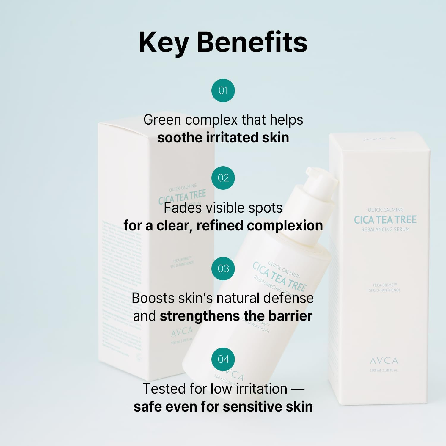 AVCA Quick Calming Cica Tea Tree Serum 100Ml &ndash; Niacinamide & Panthenol, Soothing for Redness and Blemish-Prone Sensitive Skin, Oil-Balancing K-Beauty image number 2