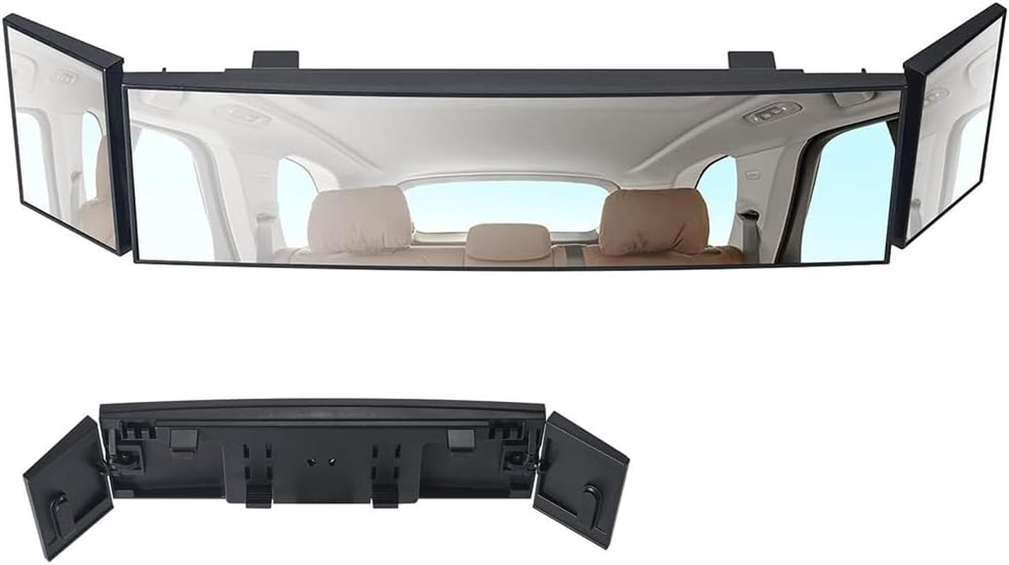 Car Tri-Fold Wide Angle Blind Spot Rearview Mirror &ndash; Foldable 3-Sided Interior Panoramic Anti-Glare Clip-On Mirror for Cars, Suvs, Trucks, Universal Fit image number 5