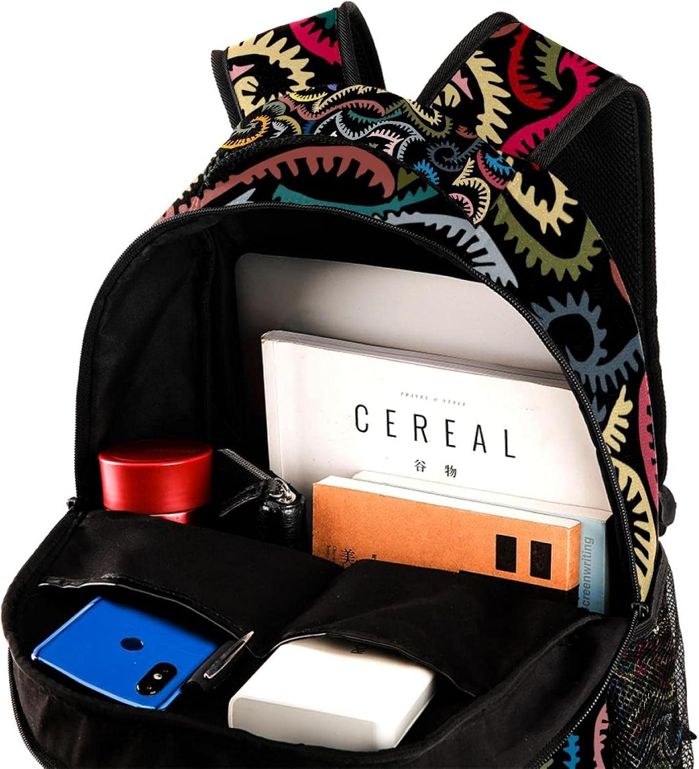 Convoluted Lines Texture Backpack Students Shoulder Bags Travel Bag College School Tote Backpacks image number 4