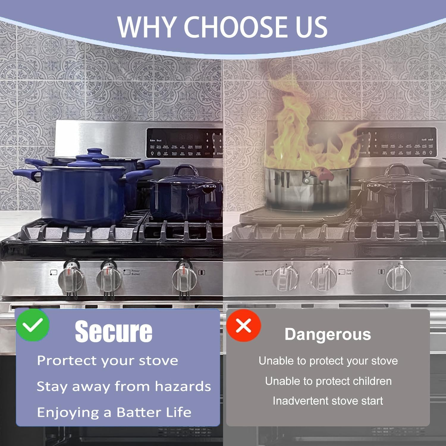 5 PCS of Lexizuo Gas Stove Knob Locks - Oven Knob Child Safety Cover, Baby-Proof Plastic Lock, Easy-To-Use Kitchen Safety Guards image number 5