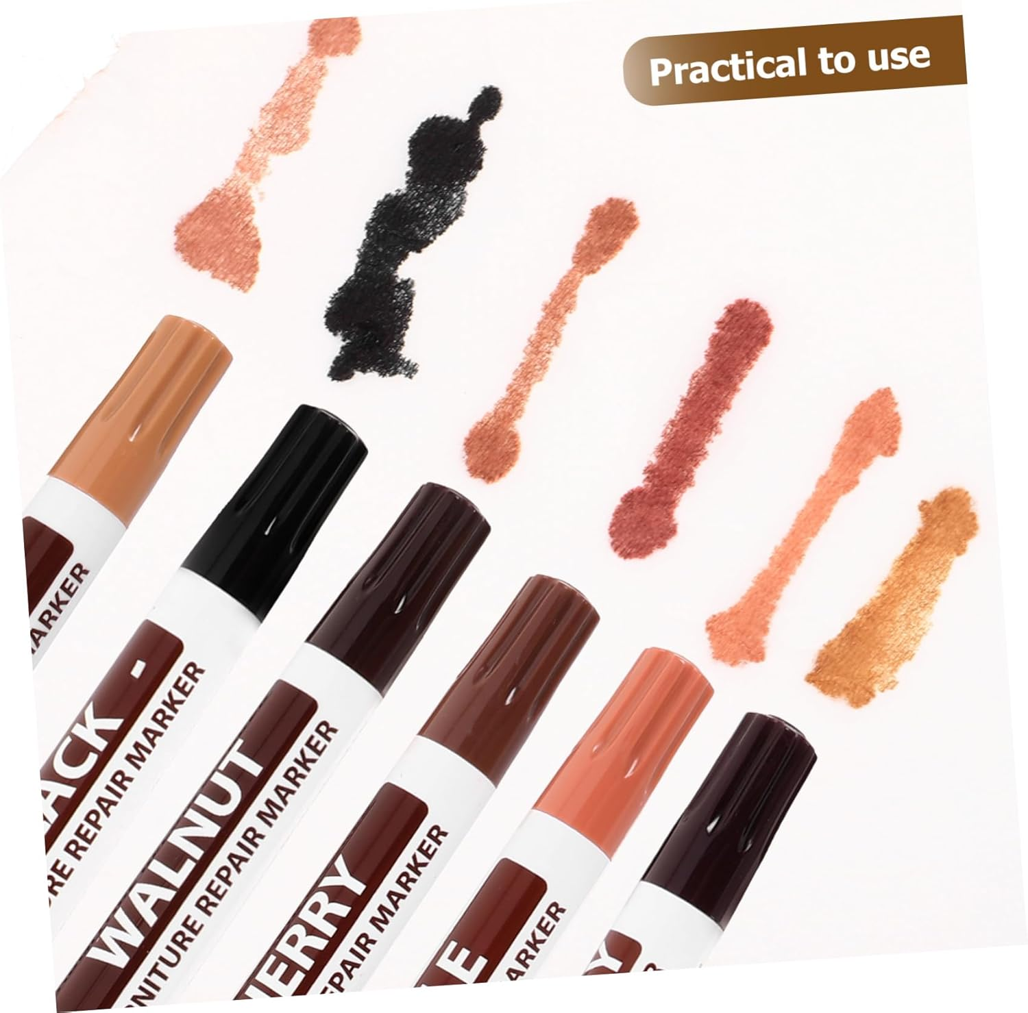 Furniture Touch-Up Marker Pen Wood Floor Repair Kit for Wooden Furniture Scratch and Floor Surface Restoration, 6 6 Set Multi-Color Repair Paint Pens for Home Door and Cabinet Maintenance image number 5