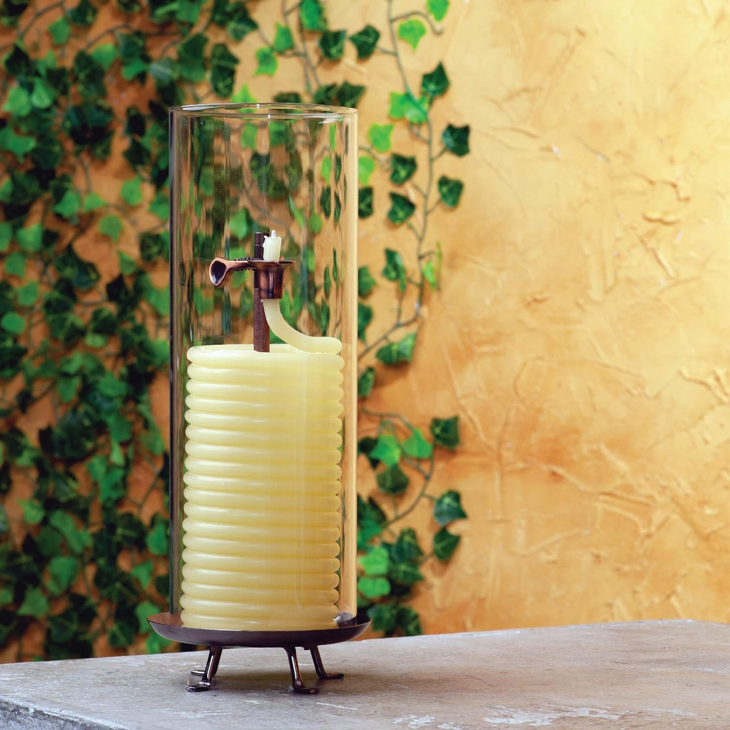 Candle by the Hour 80-Hour Candle with Glass Cylinder, Eco-Friendly Natural Beeswax with Cotton Wick, Yellow image number 4