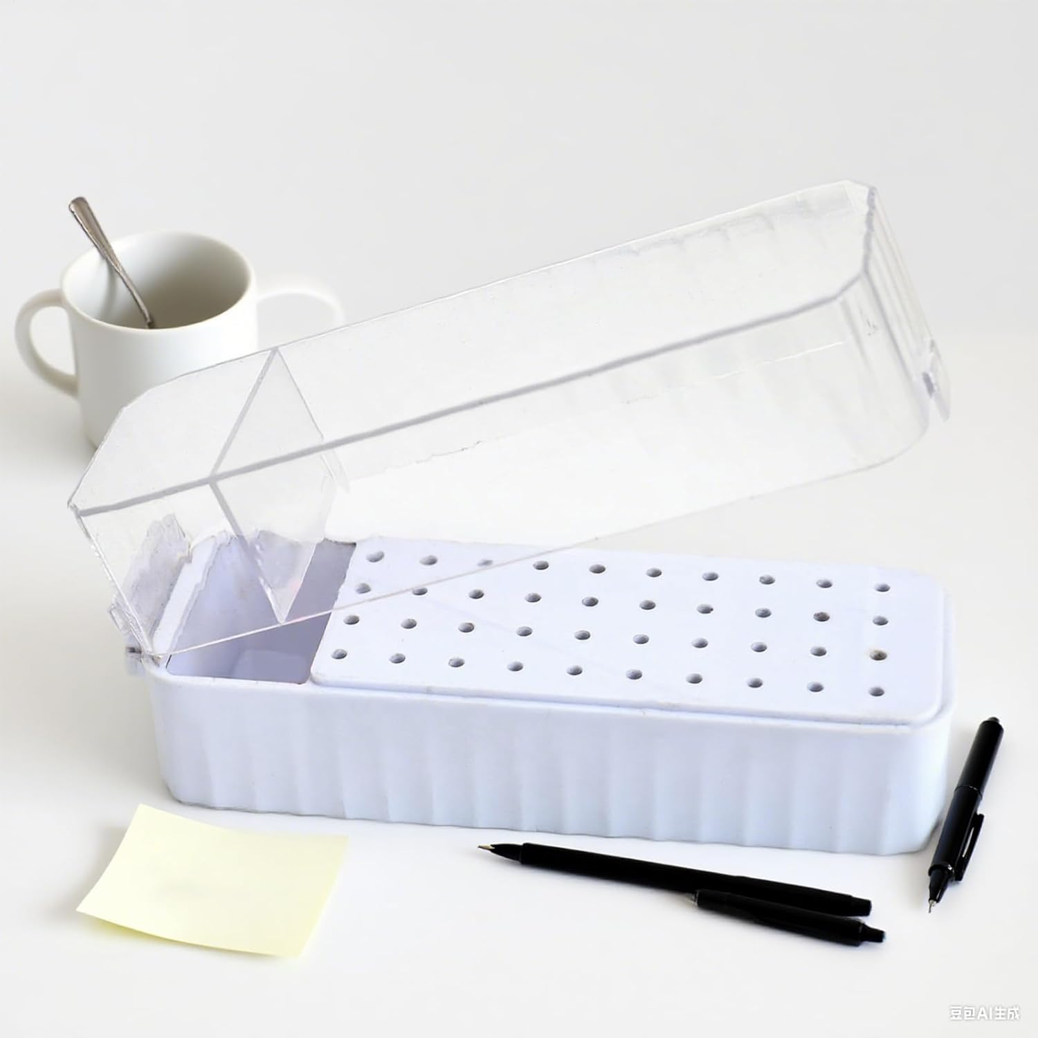 Nail Milling Cutter Case Organizer for Nail Tools with 40 Holes - Storage Box with Transparent Dust Proof Lid for Artistic Details Women Youth image number 5