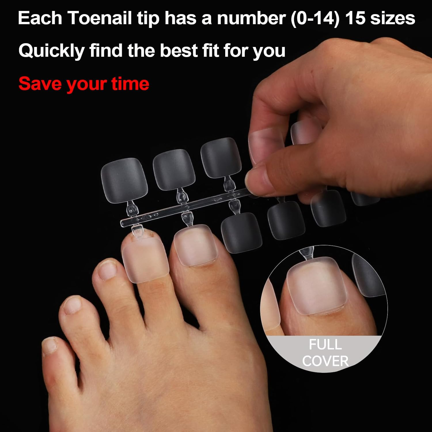 MUSILAN 1500 Pieces False Nails Feet, 15 Sizes Matte Acrylic False Nails Foot, Full Cover Feet Nails, American Nail Tips for Women Girls Salon Manicure Nail Art image number 2