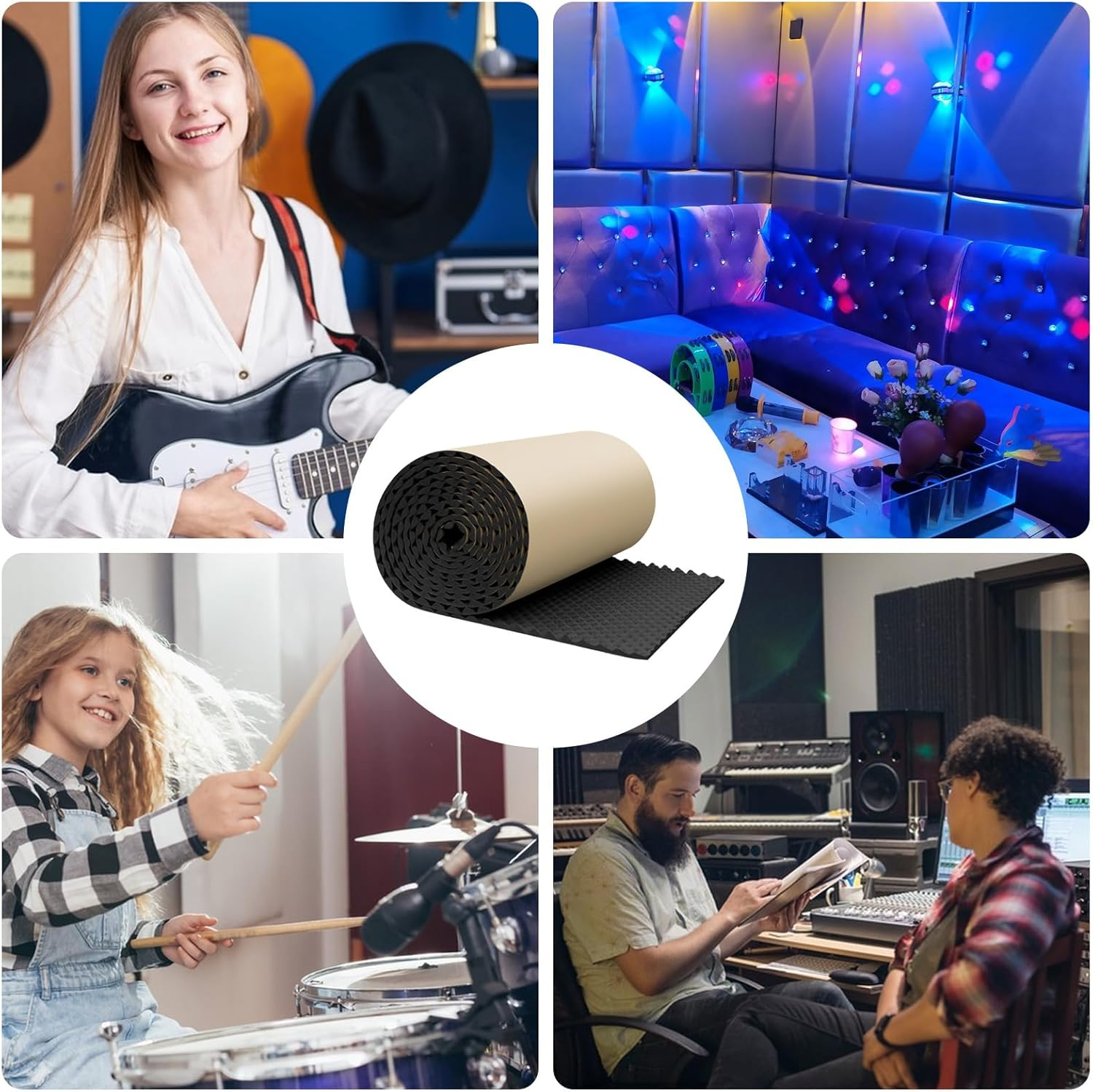 Sound Proofing Panels for Walls, Acoustic Panels Sound Pads, Fire Resistant Acoustic Insulation, Self-Adhesive Sound Barrier, Car Studio Soundproofing Material image number 2