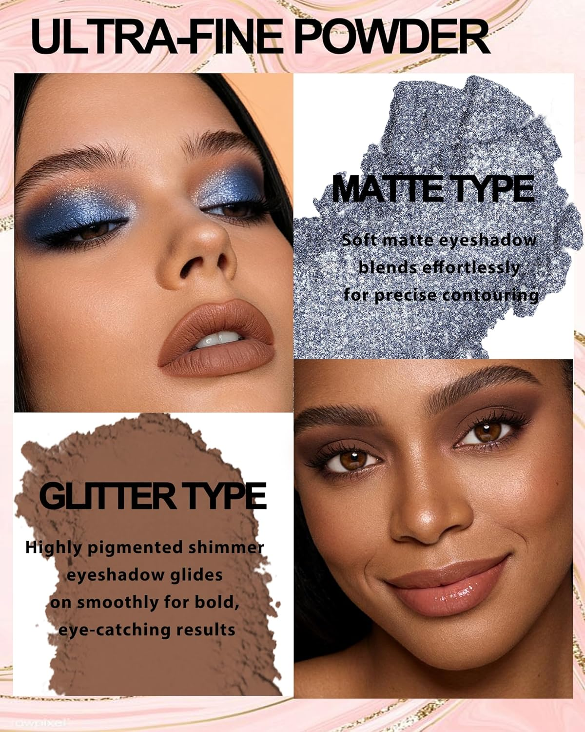 Glitter Eye Shadow Champagne Gold, Sheer Pearl Glowy Single Eyeshadow Palette, Waterproof, Durable, Fine Texture & Blendable, Diamond Shimmering Eyeshadow Highlighter Palette Eye Make-Up 09 image number 1