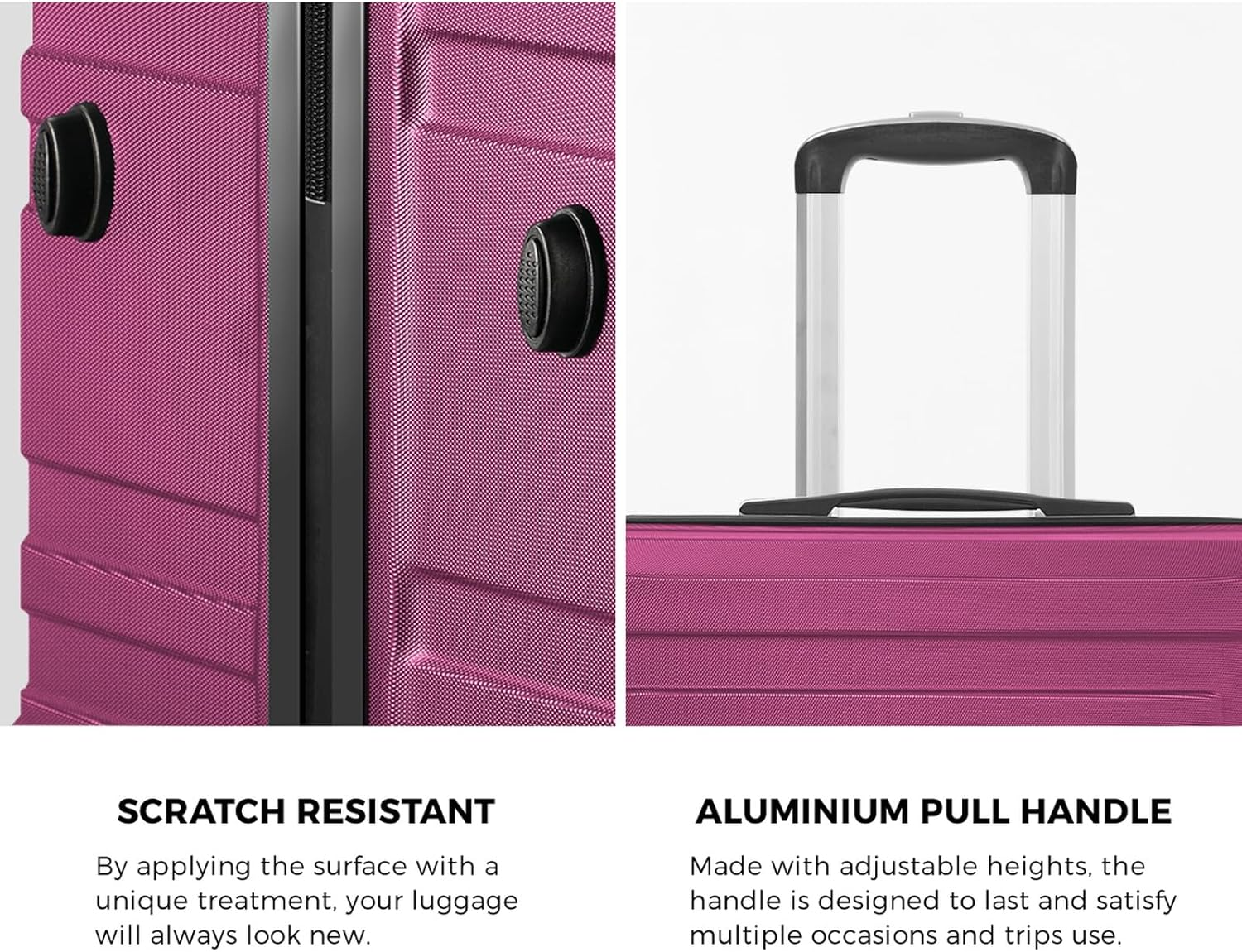 Mazam Luggage 28" Suitcase Trolley Set with Lock Storage Hard Case for Travel, Magenta image number 2