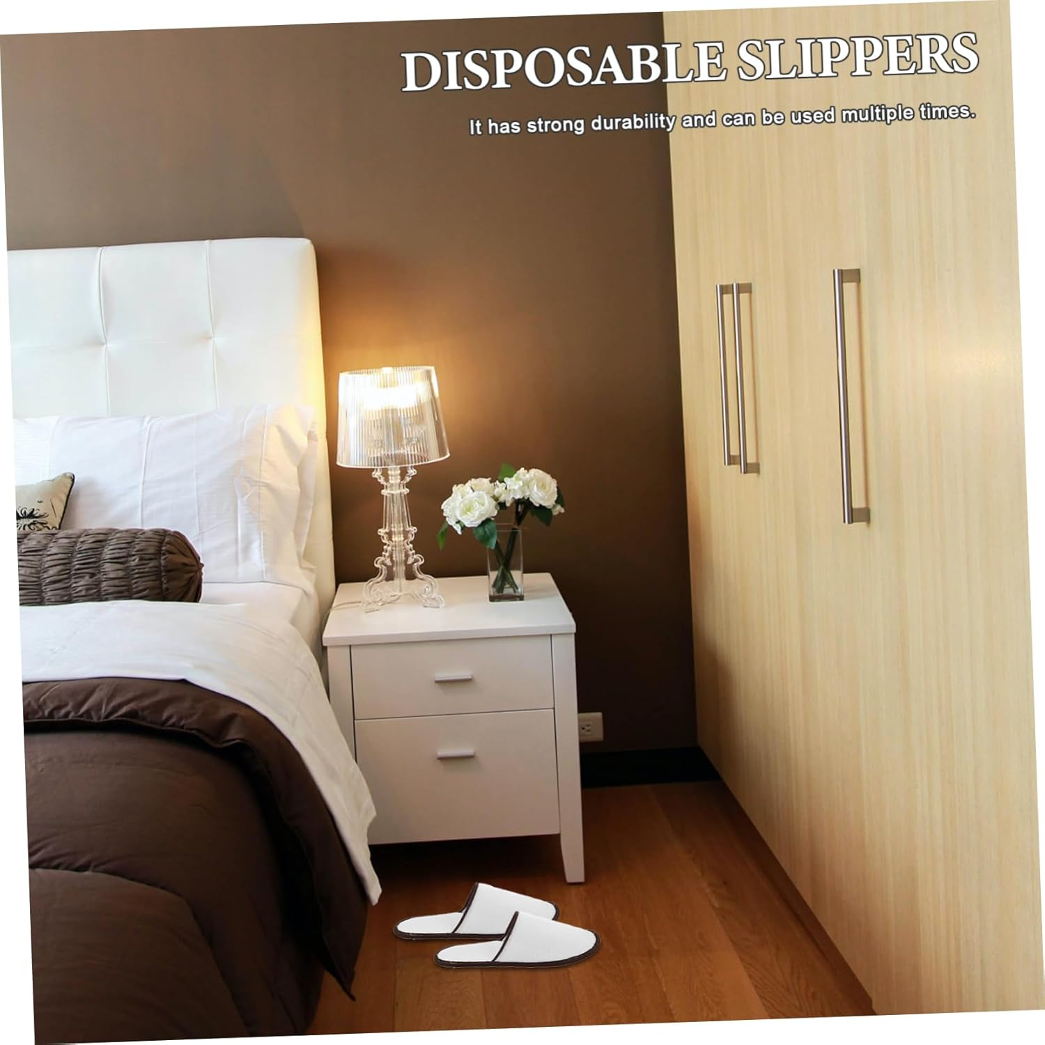 Baluue 5Pairs Disposable Slippers Hotel Guest House Spa Salon Non-Slip Eva Sole Washable Comfortable for Travel image number 6