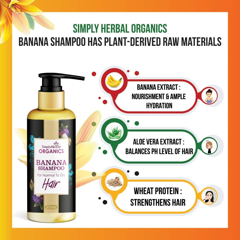 Simply Herbal Organics Banana Shampoo with Aloe Vera Extract (SLS Free) image number 3