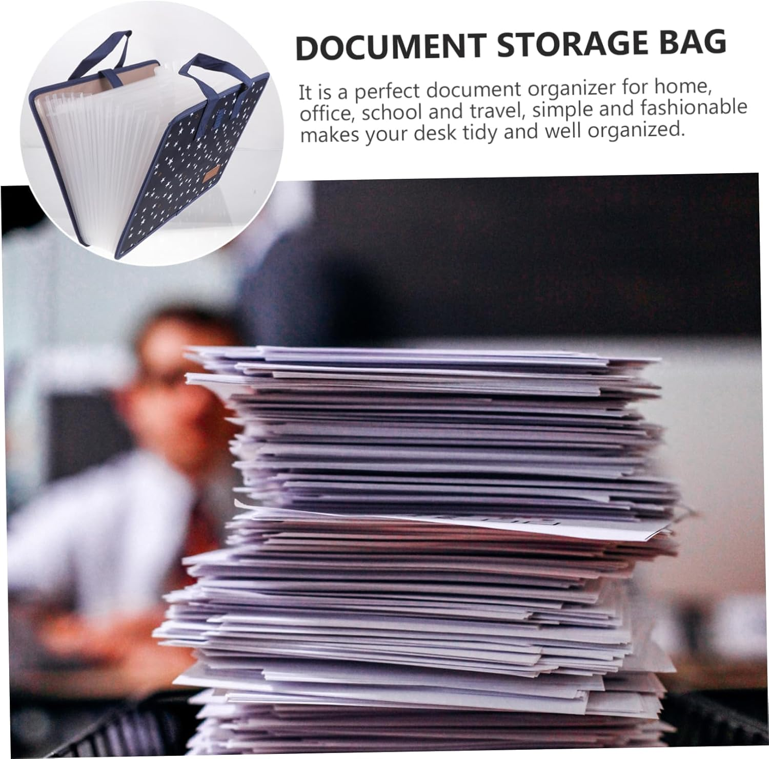 COLLBATH Expanding File Folder Document Bag for Paper Storage Portable Office School Filing Organizer Handle image number 1